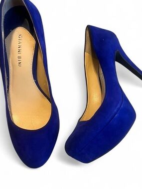 Gianni Bini Cobalt Blue Suede Platform Pumps - Women's Heels